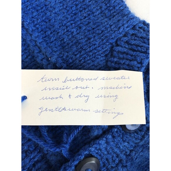 Boys 12 mo. Hand Knitted Baby Cardigan Sweater, Soft, Warm & Cozy - Picture 6 of 16